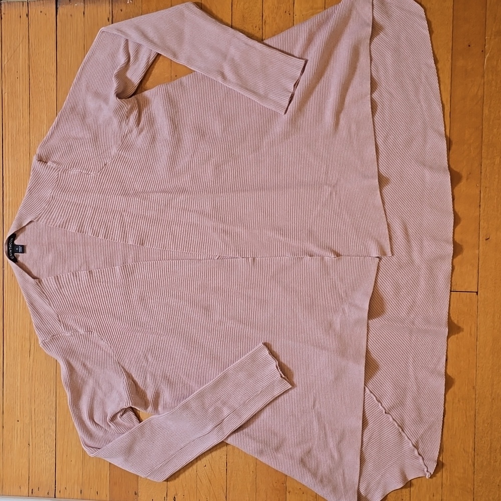 41 HAWTHORN, Saya Multi Ribbed Open Cardigan, Sandy Pink, EUC, Women's L - Picture 1 of 16